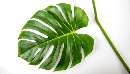 fresh monstera leaf isolated on white