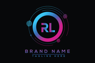Letter RL Blue logo design. Vector logo design for business.