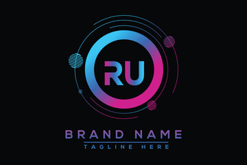Obraz premium Letter RU Blue logo design. Vector logo design for business.