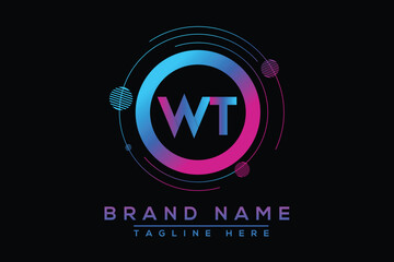 Letter WT Blue logo design. Vector logo design for business.