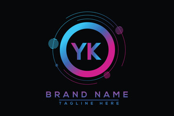 Letter YK Blue logo design. Vector logo design for business.