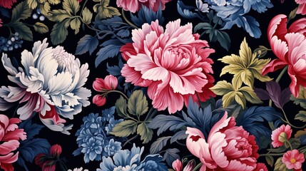 Obraz na płótnie Canvas Seamless floral pattern, vector, spring, generative, ai