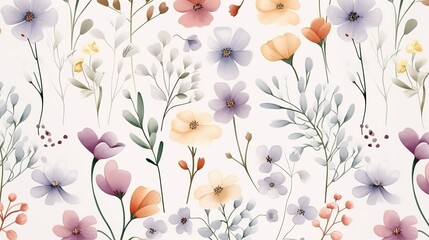 Seamless floral pattern, vector, spring, generative, ai - obrazy, fototapety, plakaty