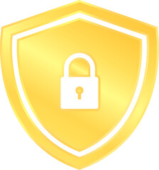 Realistic gold secure security symbol with lock icon shield and badge illustration vector clipart