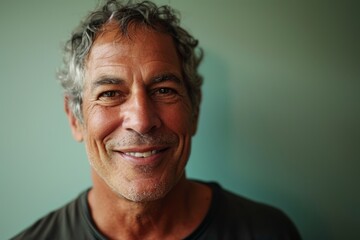 Obraz premium Portrait of a senior man with grey hair smiling at the camera