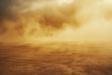 Rolgordijnen dust storm in a desert, with sand blowing across the landscape © Formoney