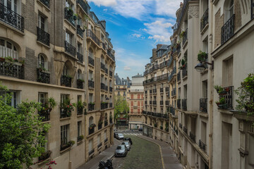 Fototapeta na wymiar Paris France, city skyline at architecture building on Montmartre street