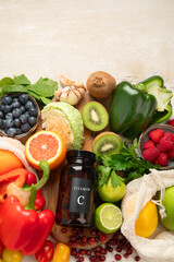 Products high in vitamin C. Healthy food concept