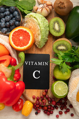 Products high in vitamin C. Healthy food concept