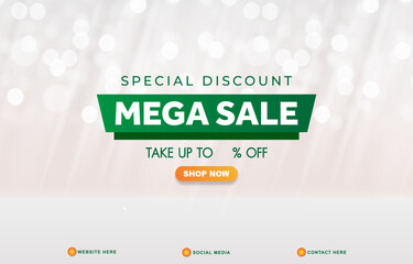 special discount mega sale template banner with blank space 3d podium for product sale with abstract gradient white background design