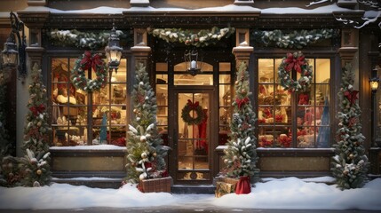 Fototapeta na wymiar festive holiday storefront