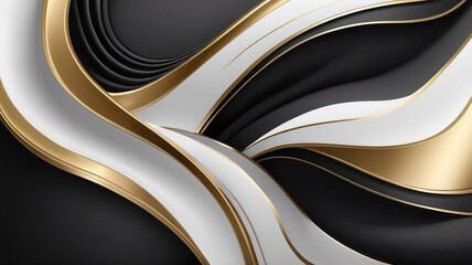 Abstract luxury background with black  white and gold metal colors