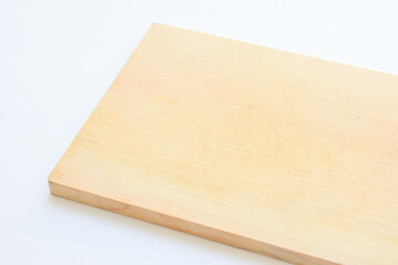 wooden cutting board isolated on white background, plank wood in the kitchen