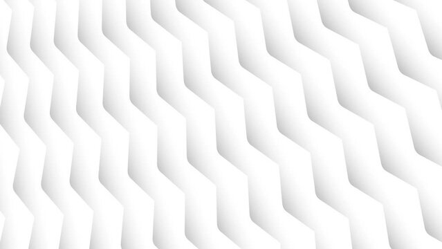 White serrated zig zag patterns 3d loop animation background.