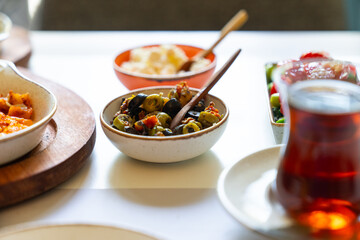 Traditional Colorful Turkish Breakfast Photo, Üsküdar Istanbul, Turkey (Turkiye)