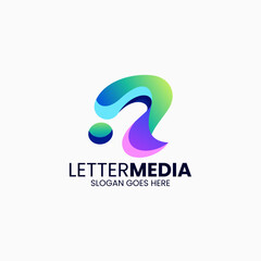Vector Logo Illustration Letter R Gradient Colorful Style