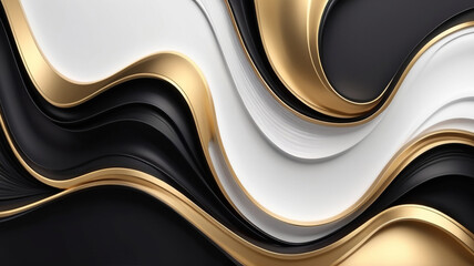 Abstract luxury background with black  white and gold metal colors