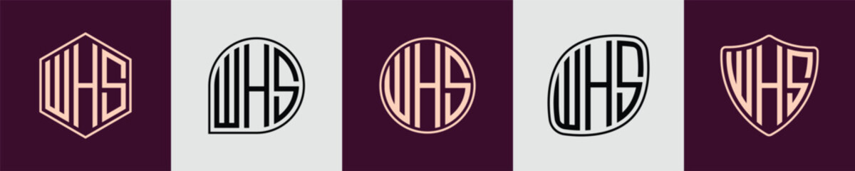 Creative simple Initial Monogram WHS Logo Designs.