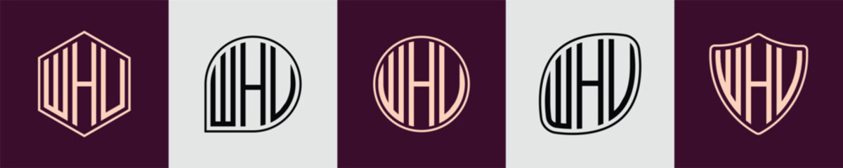 Creative simple Initial Monogram WHU Logo Designs.
