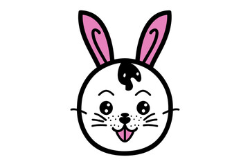 Fototapeta premium Cute Easter Bunny face template Vector, Easter Bunny Face Kit, cartoon bunny face png, outline bunny face clipart, printable bunny face