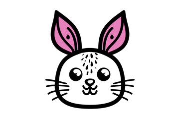 Cute Easter Bunny face template Vector, Easter Bunny Face Kit, cartoon bunny face png, outline bunny face clipart, printable bunny face