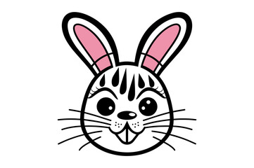 Cute Easter Bunny face template Vector, Easter Bunny Face Kit, cartoon bunny face png, outline bunny face clipart, printable bunny face