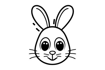 Fototapeta na wymiar Cute Easter Bunny face template Vector, Easter Bunny Face Kit, cartoon bunny face png, outline bunny face clipart, printable bunny face