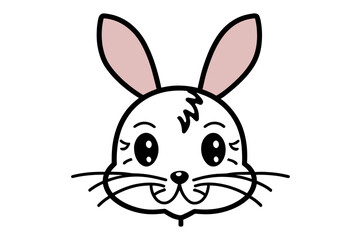 Cute Easter Bunny face template Vector, Easter Bunny Face Kit, cartoon bunny face png, outline bunny face clipart, printable bunny face