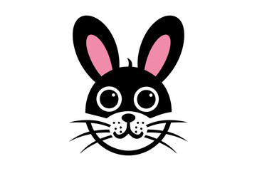 Fototapeta na wymiar Cute Easter Bunny face template Vector, Easter Bunny Face Kit, cartoon bunny face png, outline bunny face clipart, printable bunny face