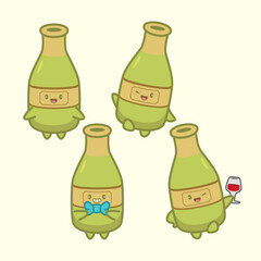 Cute Wine Cartoon Character Illustration