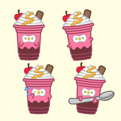 Cute Parfait Cartoon Character Illustration