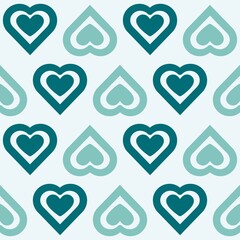 Seamless green heart pattern on a light green background.
