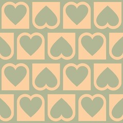 Seamless pattern of hearts on green background.