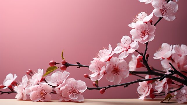 A soft pink solid color background reminiscent of delicate cherry blossoms in full bloom