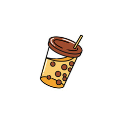 boba drink icon in colors and filled outline style	
