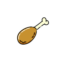 chicken drum sticks icon in colors and filled outline style	
