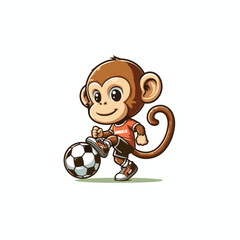 cute monkey playing football illustration