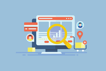 Ecommerce shopping cart, checkout with online payment, order delivery conceptual online shopping process, vector illustration web banner.