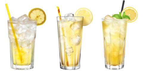 fresh lemonade in a glass isolated on transparent background