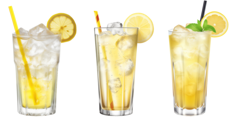 fresh lemonade in a glass isolated on transparent background