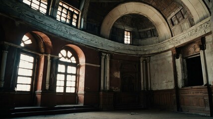Interior of old historic building from Generative AI