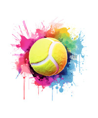 Watercolor Tennis Ball Tshirt Design PNG, Print for White Background