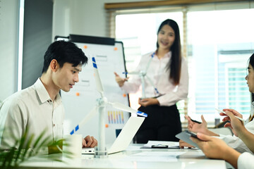 Renewable energy engineers team having a discussion while working a renewable energy project