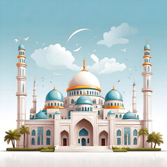 Vector illustration of masjid, soft and colorful, white background