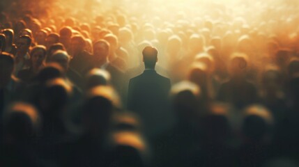 1 person standing standing in middle among a crowd of people