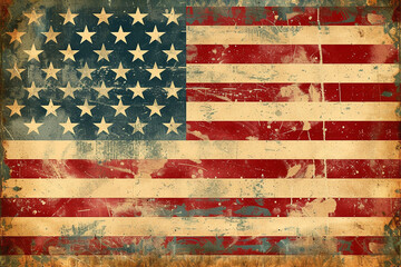 Fototapeta na wymiar Closeup of grunge American flag