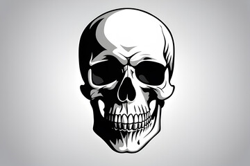 White graphic human skull with black eyes. generative ai - obrazy, fototapety, plakaty