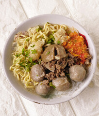 Delicious beef meatball soup tasty and healthy soup cooking with fresh chili paste