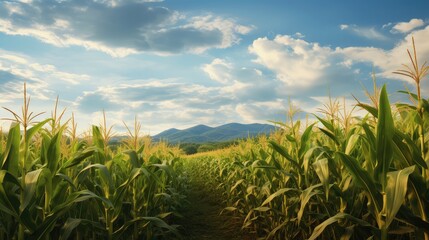 Fototapeta na wymiar harvest corn in field