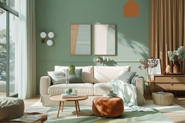 warm color palette Earth tones and nature-inspired hues like muted greens and blues will continue to appear in 2024 interiors from wall colors to interior design space decoration living room design